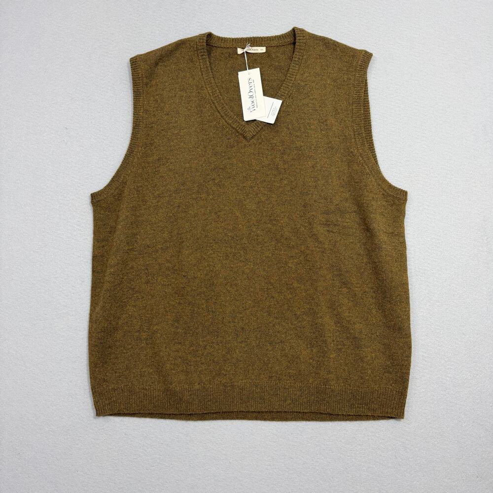 WoolOvers Classic Lambswool Sweater Vest Men's XXL 2XL Brown Knit Lambswool NEW